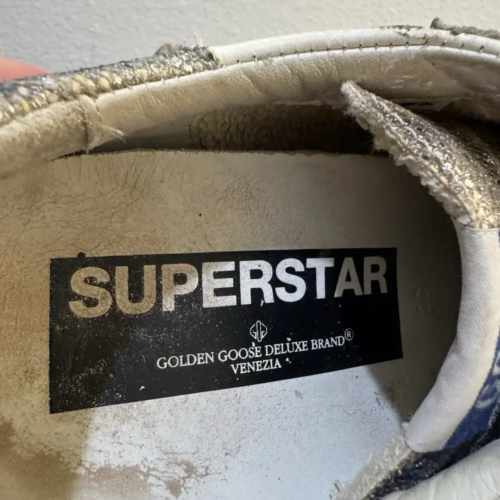 Golden Goose Super-Star Sneakers Glitter Toe Size 38 Italy